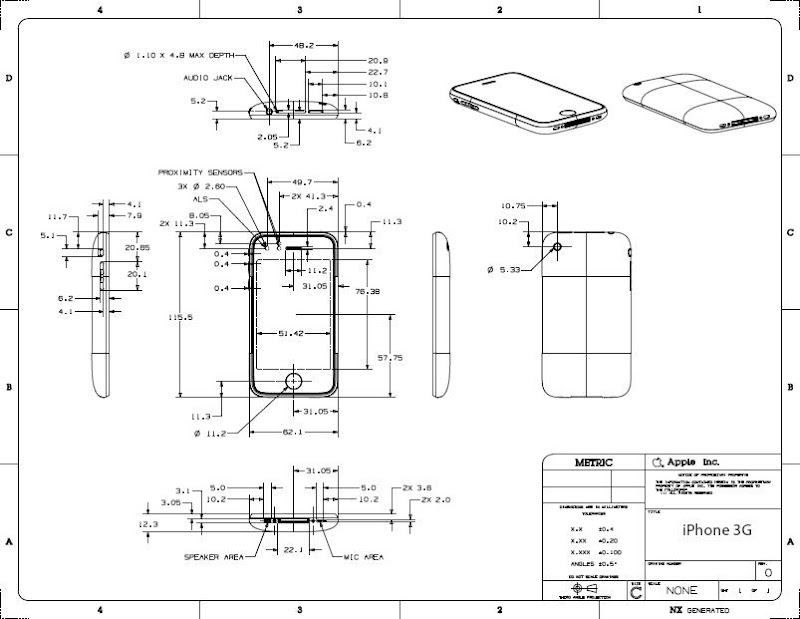 SOLIDWORKS DISEÑO Y PROYECTOS !!!: Plano de iPhone 3G / iPhone 3G plan